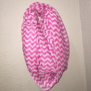 Pink and white infinity scarf